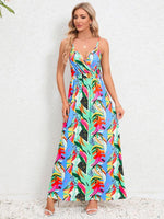 Maxi Jurk met V-hals en Tropische Print - Maxi Dresses - Jurkjes.co
