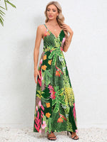 Maxi Jurk met V-hals en Tropische Print - Maxi Dresses - Jurkjes.co