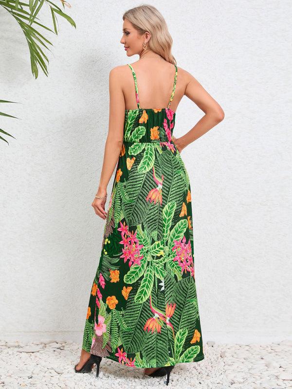 Maxi Jurk met V-hals en Tropische Print - Maxi Dresses - Jurkjes.co