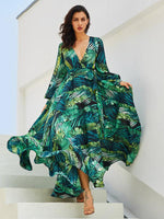 Maxi Jurk met V-hals en Tropische Print - Maxi Dresses - Jurkjes.co