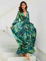 Maxi Jurk met V-hals en Tropische Print - Maxi Dresses - Jurkjes.co