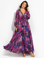 Maxi Jurk met V-hals en Tropische Print - Maxi Dresses - Jurkjes.co