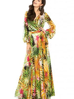 Maxi Jurk met V-hals en Tropische Print - Maxi Dresses - Jurkjes.co