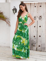 Maxi Jurk met V-hals en Tropische Print - Maxi Dresses - Jurkjes.co