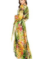 Maxi Jurk met V-hals en Tropische Print - Maxi Dresses - Jurkjes.co