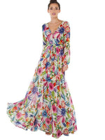 Maxi Jurk met V-hals en Tropische Print - Maxi Dresses - Jurkjes.co