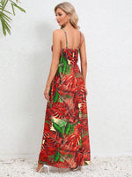 Maxi Jurk met V-hals en Tropische Print - Maxi Dresses - Jurkjes.co