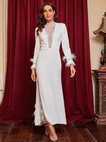 Maxi Jurk met V-hals en Veeraccenten - Maxi Dresses - Jurkjes.co