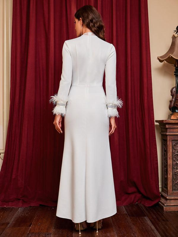 Maxi Jurk met V-hals en Veeraccenten - Maxi Dresses - Jurkjes.co