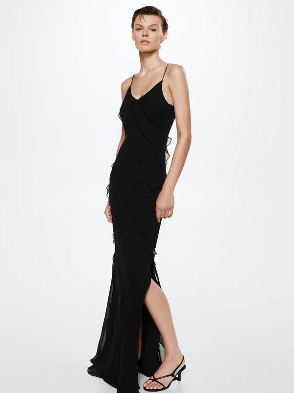 Maxi Jurk met V-hals en Volants - Maxi Dresses - Jurkjes.co