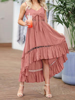 Maxi Jurk met V-hals en Volants - Midi Dresses - Jurkjes.co