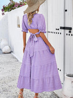 Maxi Jurk met V-hals en Volume Mouwen - Maxi Dresses - Jurkjes.co