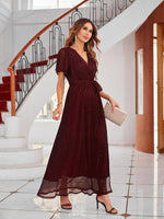 Maxi Jurk met V-hals en Wikkelontwerp - Maxi Dresses - Jurkjes.co