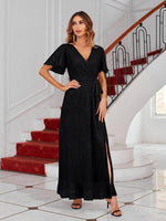 Maxi Jurk met V-hals en Wikkelontwerp - Maxi Dresses - Jurkjes.co