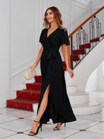 Maxi Jurk met V-hals en Wikkelontwerp - Maxi Dresses - Jurkjes.co