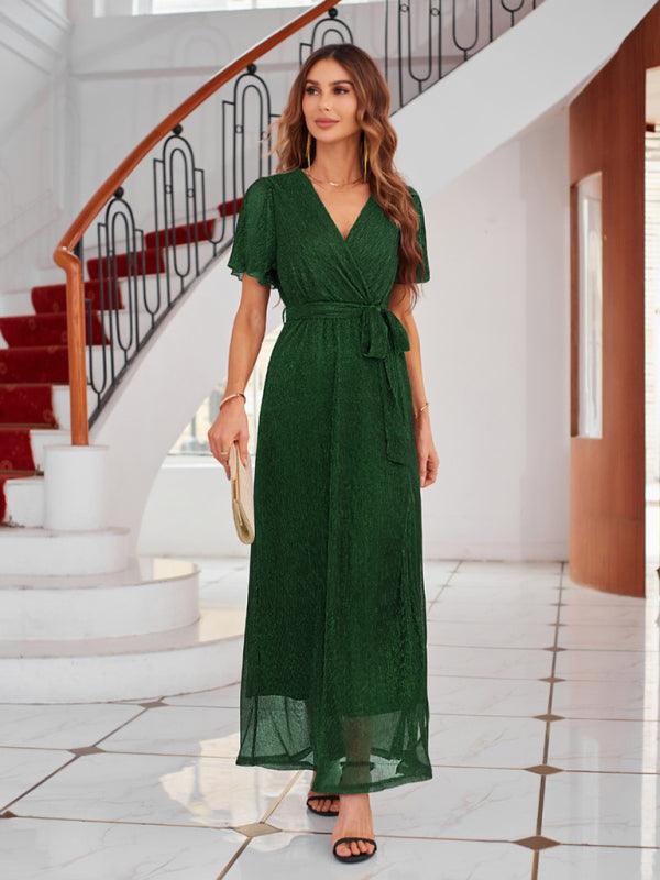 Maxi Jurk met V-hals en Wikkelontwerp - Maxi Dresses - Jurkjes.co