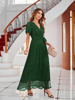 Maxi Jurk met V-hals en Wikkelontwerp - Maxi Dresses - Jurkjes.co