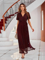 Maxi Jurk met V-hals en Wikkelontwerp - Maxi Dresses - Jurkjes.co