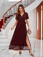 Maxi Jurk met V-hals en Wikkelontwerp - Maxi Dresses - Jurkjes.co