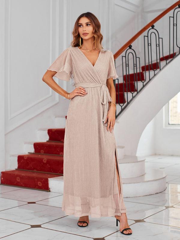 Maxi Jurk met V-hals en Wikkelontwerp - Maxi Dresses - Jurkjes.co