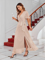 Maxi Jurk met V-hals en Wikkelontwerp - Maxi Dresses - Jurkjes.co