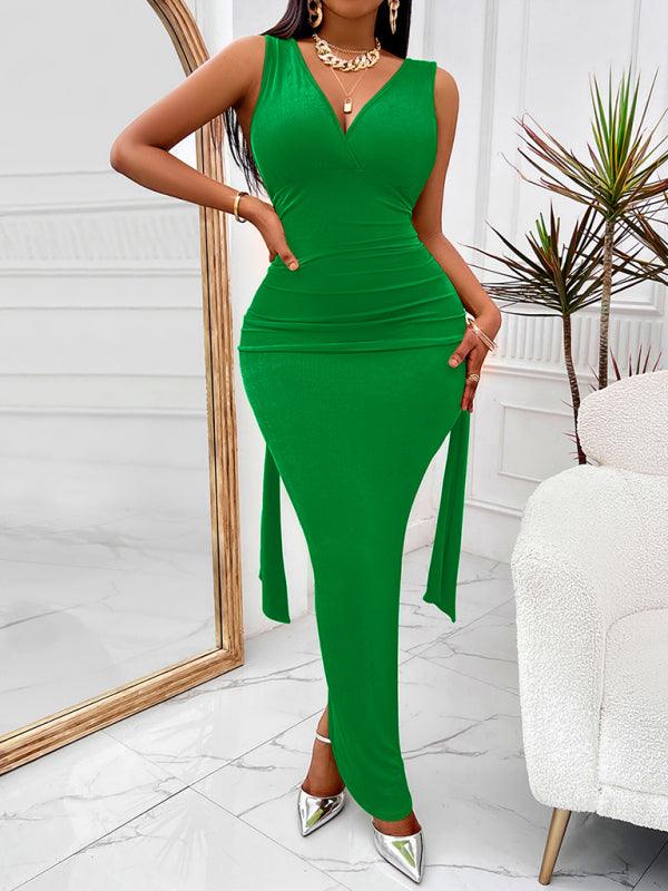 Maxi Jurk met V-hals en Zijslit - Maxi Dresses - Jurkjes.co