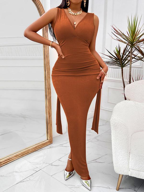 Maxi Jurk met V-hals en Zijslit - Maxi Dresses - Jurkjes.co