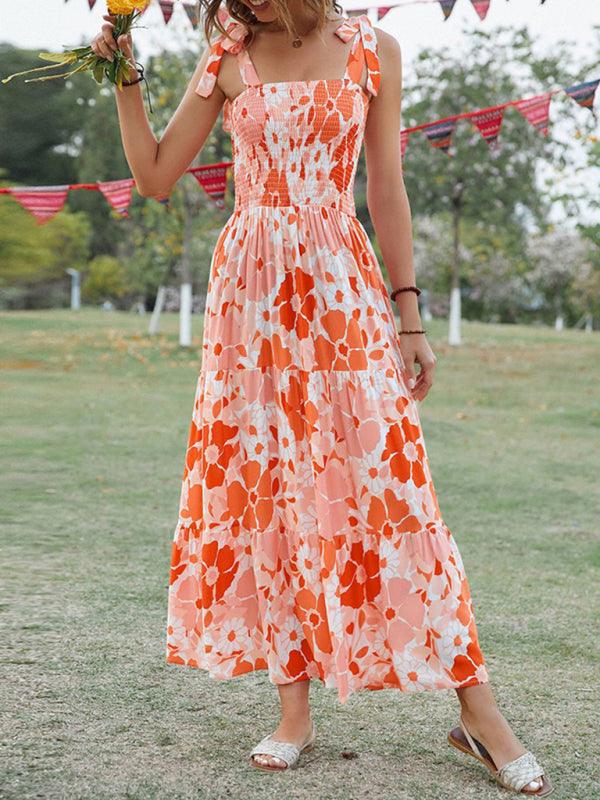Maxi Jurk met Verstelbare Bandjes en Bloemenprint - Maxi Dresses - Jurkjes.co