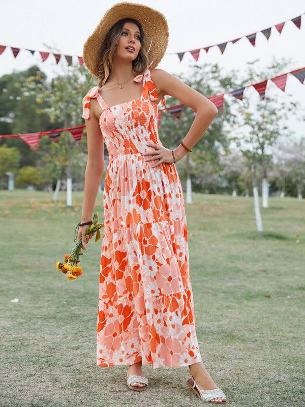 Maxi Jurk met Verstelbare Bandjes en Bloemenprint - Maxi Dresses - Jurkjes.co