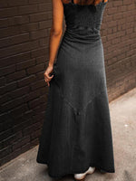 Maxi Jurk met Verweerd Denim en Knopen - Maxi Dresses - Jurkjes.co