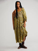 Maxi Jurk met Vierkante Hals en Geborduurde Details - Maxi Dresses - Jurkjes.co