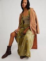 Maxi Jurk met Vierkante Hals en Geborduurde Details - Maxi Dresses - Jurkjes.co