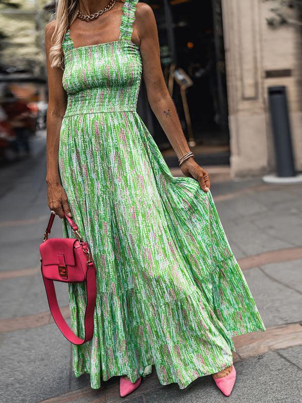 Maxi Jurk met Vierkante Hals en Geometrisch Patroon - Maxi Dresses - Jurkjes.co