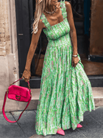 Maxi Jurk met Vierkante Hals en Geometrisch Patroon - Maxi Dresses - Jurkjes.co