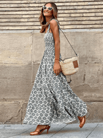 Maxi Jurk met Vierkante Hals en Geometrisch Patroon - Maxi Dresses - Jurkjes.co