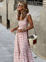 Maxi Jurk met Vierkante Hals en Geometrisch Patroon - Maxi Dresses - Jurkjes.co