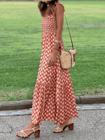 Maxi Jurk met Vierkante Hals en Geometrisch Patroon - Maxi Dresses - Jurkjes.co