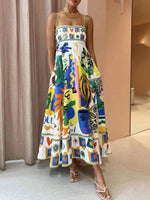 Maxi Jurk met Vierkante Hals en Graffiti Print - Group12 - Jurkjes.co