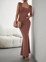 Maxi Jurk met Vierkante Hals en Kapmouwtjes - Group2 - Jurkjes.co