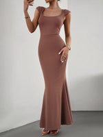 Maxi Jurk met Vierkante Hals en Kapmouwtjes - Group2 - Jurkjes.co