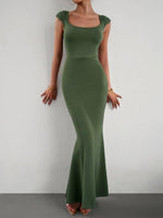 Maxi Jurk met Vierkante Hals en Kapmouwtjes - Group2 - Jurkjes.co