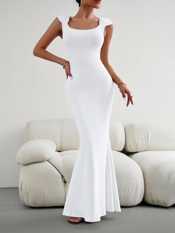 Maxi Jurk met Vierkante Hals en Kapmouwtjes - Group2 - Jurkjes.co