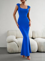 Maxi Jurk met Vierkante Hals en Kapmouwtjes - Group2 - Jurkjes.co