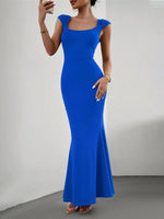 Maxi Jurk met Vierkante Hals en Kapmouwtjes - Group2 - Jurkjes.co