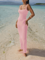 Maxi Jurk met Vierkante Hals en Mesh - Group6 - Jurkjes.co