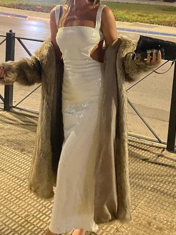 Maxi Jurk met Vierkante Hals en Pailletten - Group2 - Jurkjes.co