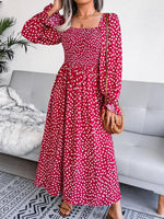 Maxi Jurk met Vierkante Hals en Polkadots - Maxi Dresses - Jurkjes.co