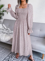 Maxi Jurk met Vierkante Hals en Polkadots - Maxi Dresses - Jurkjes.co