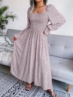 Maxi Jurk met Vierkante Hals en Polkadots - Maxi Dresses - Jurkjes.co