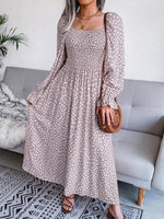 Maxi Jurk met Vierkante Hals en Polkadots - Maxi Dresses - Jurkjes.co
